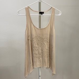 Cream Tank with Mesh Back & Details